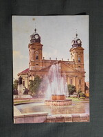 Képeslap,Debrecen,Kossuth Lajos szobor,Ref. nagytemplom,szökőkút látkép,részlet, 1961-