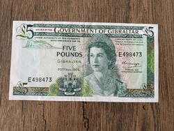 Gibraltár 5 Font 1975 XF+