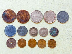 Románia 15 db Különböző Érme 5 10 Bani 1 5 20 100 Lej Lei 1867-1957