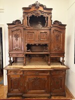 Imposing Two-Piece Antique Sideboard with Original Marble Top – Henri II / French Renaissance Style