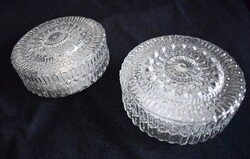 Fali mennyezeti lámpa retro korong kristályüveg búra fém lámpatest Szarvasi 20x9cm x2db. kisebb