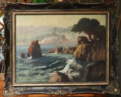 (N) Neogrády Antal (1861-1942) : Sziklás tengeröböl / Raguza