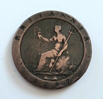 Ritka! Britannia III. György 1 Penny 1797.