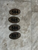 Retro oval copper door numbers / room numbers (set of 4: 504-507)