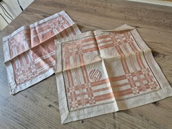 2 darab színes antik monogramos damaszt konyharuha, szalvéta