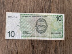 Holland Antillák 10 Gulden 1986 F+