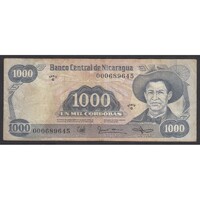 Nicaragua,1000 cordobas 1987 F