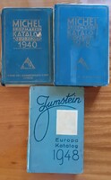 Antik bélyegkatalógus csomag (3 db): Zumstein 1948 + 2 db hibás Michel (1938, 1940)