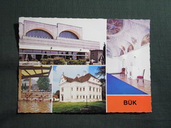 Képeslap,Bük,Bükfürdő,gyógyfürdő,hotel,strand,Szapáry Kastély látkép,részlet,1980-