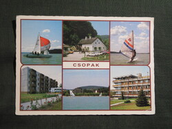 Képeslap,Csopak,mozaik,szálló,üdülő,Balaton vitorlás,Molnár csárda látkép,részlet,1987-