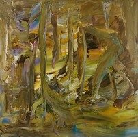 Baján Ildikó festmény 50 x 50 cm. Drüaszok ligete.