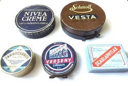 Régi Schmoll cipőpaszta Verseny paszta Nivea crem fém dobozok +2db