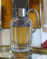Art deco, gyönyörű,olasz, hántolt üveg, ezüstözött szerelékes kiöntő, karaffa