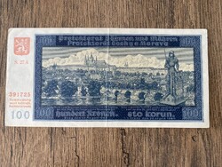 Cseh-Morva Protektorátus 100 Korona 1940 VF+