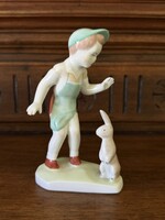 Aquincum kézzel festett nyuszis fiú - nagyobb modell 14,5cm - 201-07