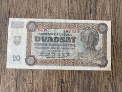 Szlovákia 20 Korona 1942 VF-