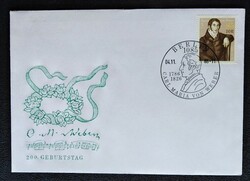 NDf3055 / NDK 1986 Carl Maria von Weber blokk bélyege FDC-n postatiszta
