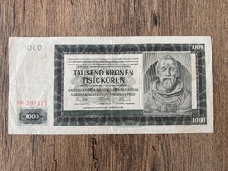 Cseh-Morva Protektorátus 1000 Korona 1942 VF