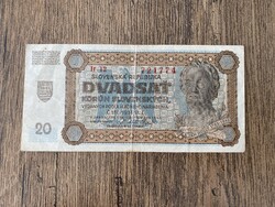 Szlovákia 20 Korona 1942 VF+
