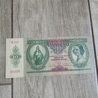 Szép régi bankjegy: 10 pengő (1936, F)