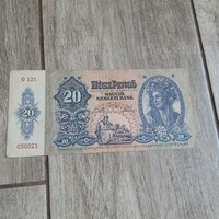 Szép régi bankjegy: 20 pengő (1941, F)