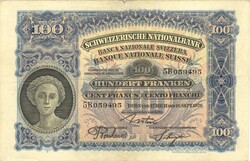 100 frank francs franken 1926 Svájc Ritka