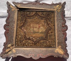 APÁCAMUNKA -HIMZÉS -papirmasé keretben -1850 körüli munka