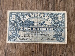 Dánia 5 Korona 1942 VG+