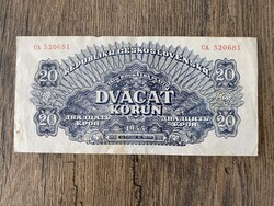 Csehszlovákia Vöröshadsereg 20 Korona 1944 VF