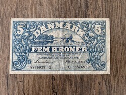 Dánia 5 Korona 1942 F