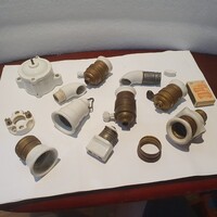 Antik porcelán villanyszerelési kapcsoló, dugalj, aljzat együtt a10
