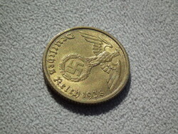 Németország, horogkeresztes birodalmi 10 Pfennig (Reichspfennig), 1938 B