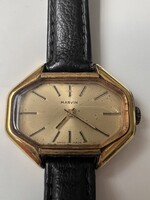 Vintage arany színű, hexagonális alakú Marvin Swiss Made női karóra 1970’