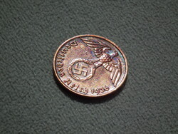 Németország, horogkeresztes birodalmi 1 Pfennig (Reichspfennig), 1936 E, RITKA
