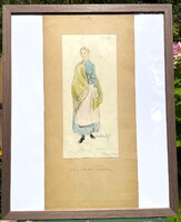 Mialkovszky Erzsébet kosztümterv ruha terv Tolnay Klári Éjjeli menedékhely 1956. festmény grafika