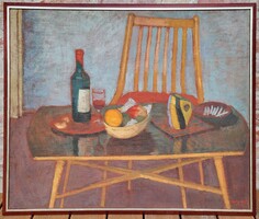100x80cm!! Somogyi János (1928 - 2010) Retró csendélet c.festménye EREDETI GARANCIÁVAL !