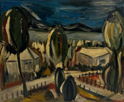 Kunt Ernő (1920-1994) Vízparti falu szürkületben /számlát adunk/