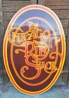 Monumentális Vintage Zománctábla (130x90 cm) - The Chicago Rib Shack (London, 1980s)/ Huge Vintage E