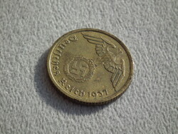 Németország, horogkeresztes birodalmi 10 Pfennig (Reichspfennig), 1937 A