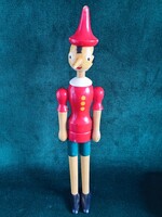Vintage Tonna Omegna olasz fa Pinokkió, 40 cm – mozgatható retro figura