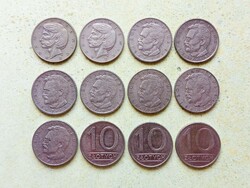 Lengyelország 12 db Különböző Érme 10 Zlotyi 1975-1987