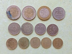 Törökország 13 db Különböző Érme 5 10 25 50 Kurus 2005-2020