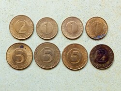 Szlovénia 8 db Különböző Érme 1 2 5 Tolar 1993-2000