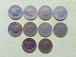 Horvátország 10 db Különböző Érme 2 Kuna 1993-2017