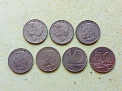Lengyelország 7 db Különböző Érme 10 50 Zlotyi 1975-1990