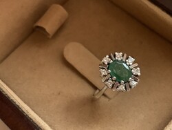 Emerald Diamond Margherita Gold Ring. Certification Included