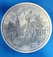 Retró Kijev 1500 évfordulójára , Szovjetunió tagállam Ukrán emlék ,fajansz falitál 1980
