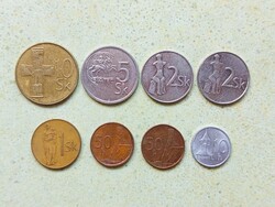 Szlovákia 8 db Különböző Érme 10 50 Halierov 1 2 5 10 Korona 1993-2004