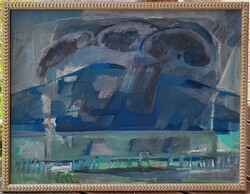 Ballagó Imre (1915 - 1997) Fellegek Balaton c Képcsarnokos festménye EREDETI GARANCIÁVAL !