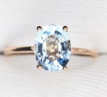 Exclusive 14K Rose Gold Ring with Aquamarine and Diamonds – Certified